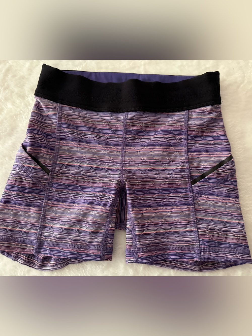 Lululemon Athletica What The Sport Purple Space Dye Twist Pattern Shorts 2 or 4